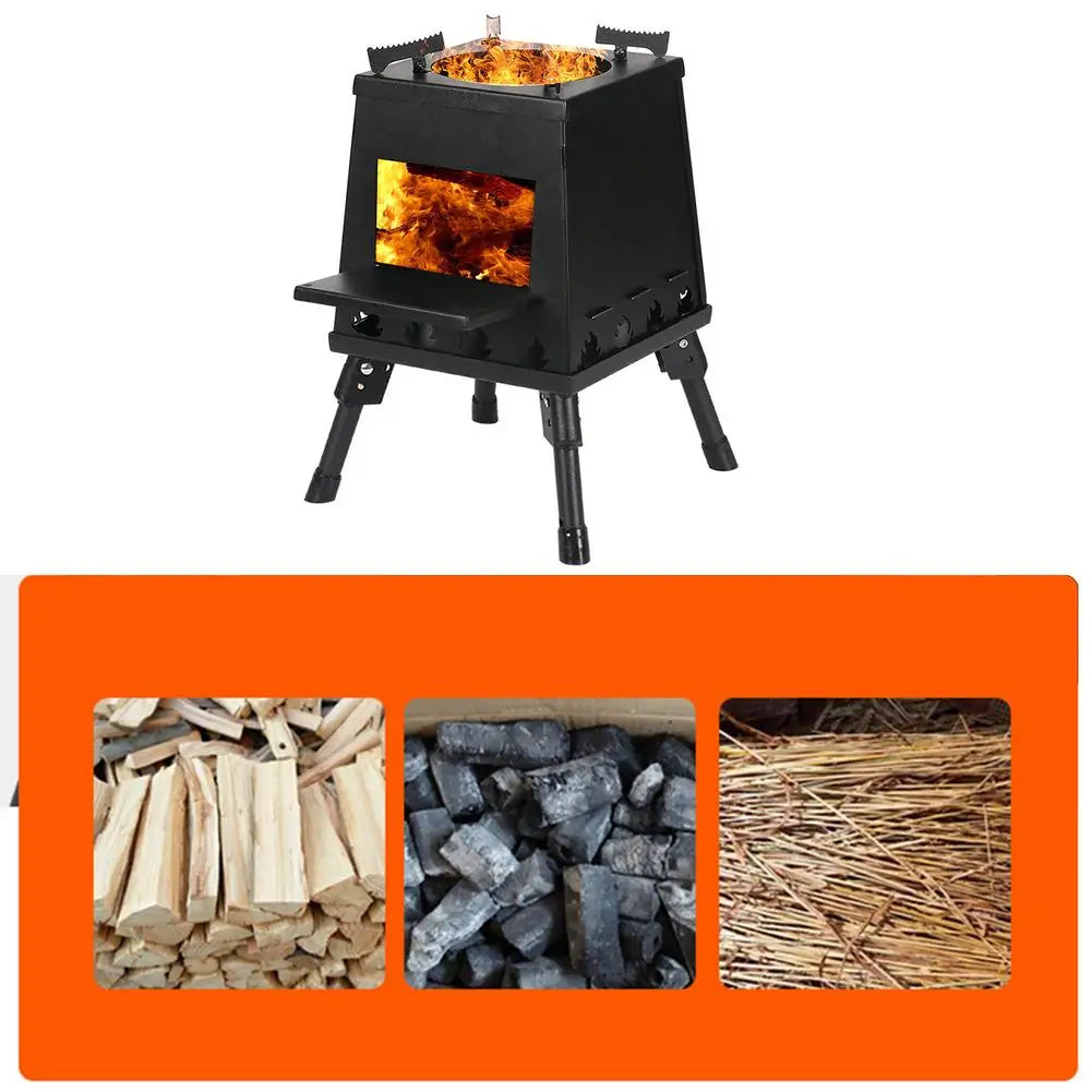 Folding Camping Stove – Portable Wood-Burning Cooker