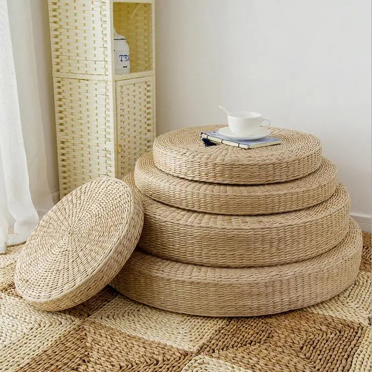 Natural Straw Round Tatami Floor Cushion