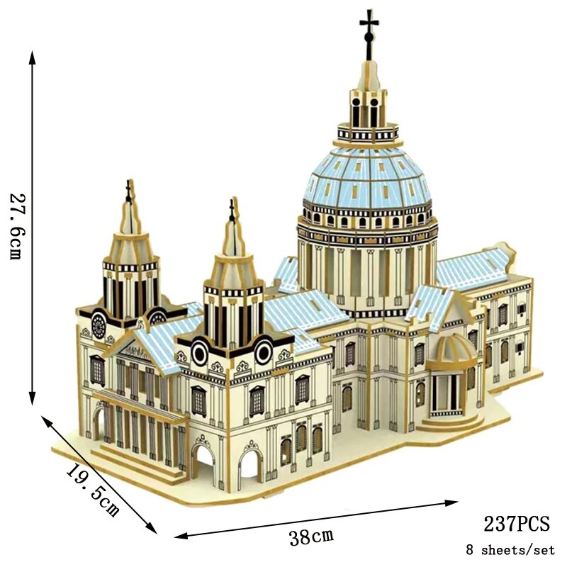 DIY 3D Wooden Puzzle of St. Paul's Cathedral
