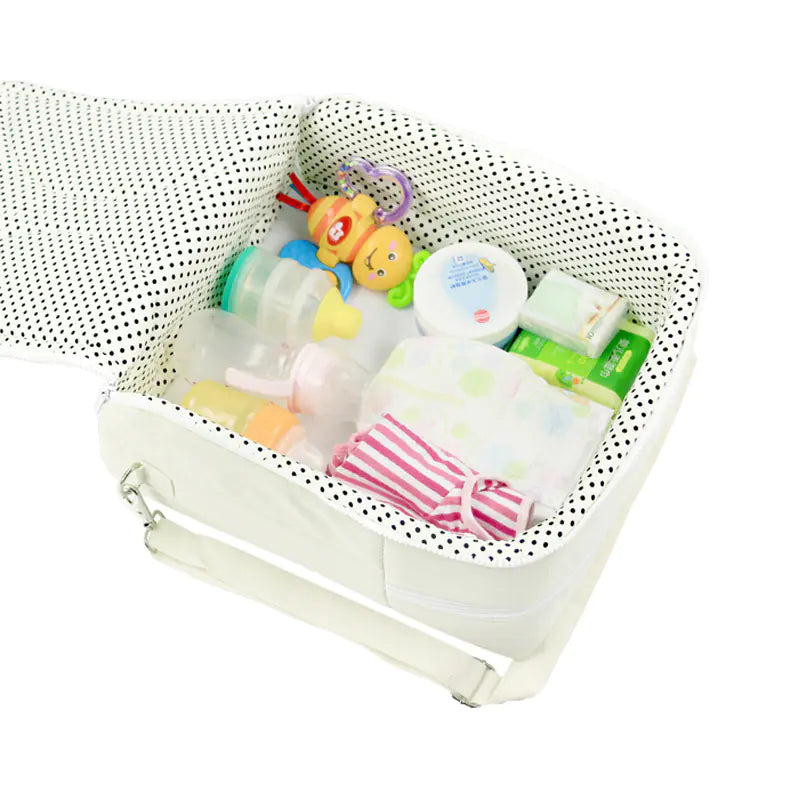 2-in-1 Portable Mommy Bag and Folding Baby Bed