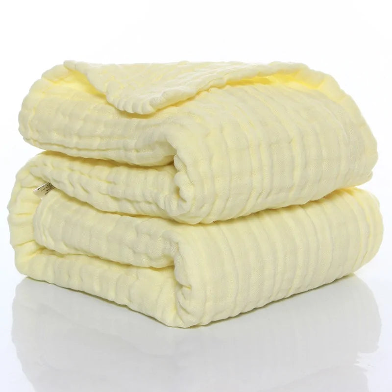 Organic Cotton Swaddle Newborn Baby Blanket in Solid Colors - Yellow