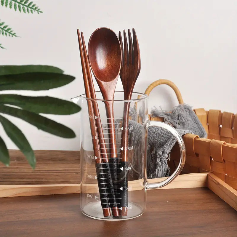 Solid Wood Dinnerware Utensils 3-Piece Set