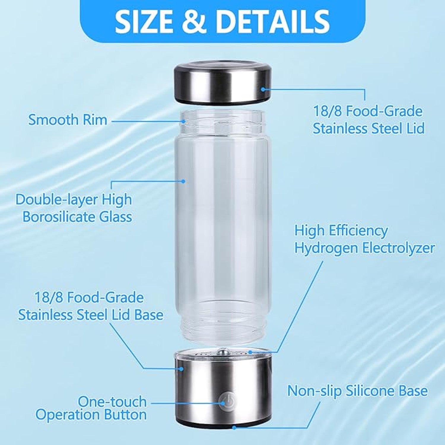 Portable Hydrogen Generator Alkaline Water Ionizer Bottle