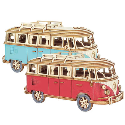 Retro Bus Jigsaw Puzzle 3D Model Woodcraft Kit