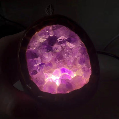 Natural Crystal Cave Dinosaur Egg Handicraft Table Lamp