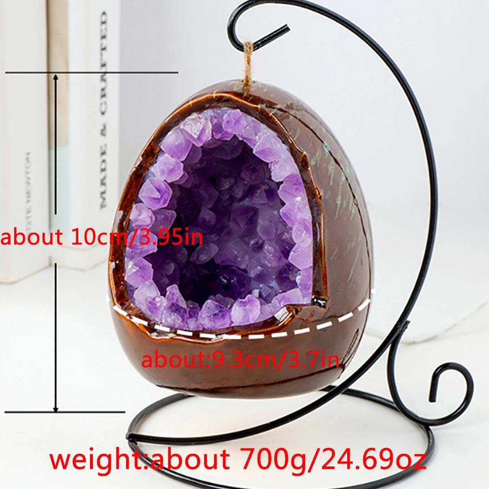 Natural Crystal Cave Dinosaur Egg Handicraft Table Lamp