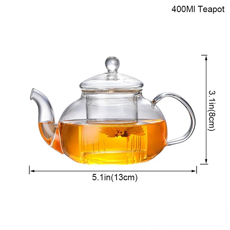 Flower Infuser Teapot Heat Resistant Glass Puer Pot