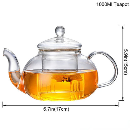 Flower Infuser Teapot Heat Resistant Glass Puer Pot