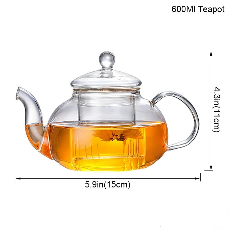 Flower Infuser Teapot Heat Resistant Glass Puer Pot