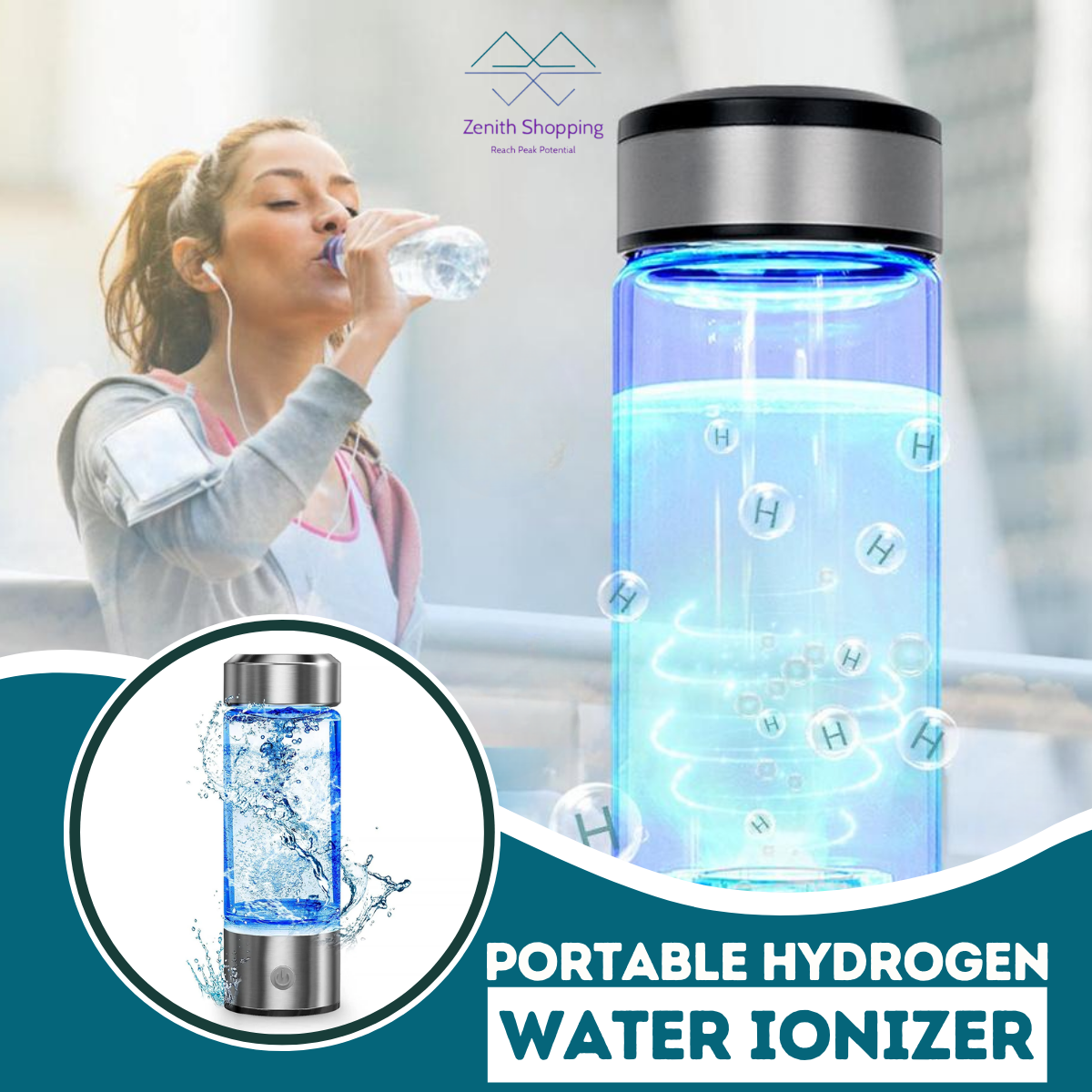 Portable Hydrogen Generator Alkaline Water Ionizer Bottle