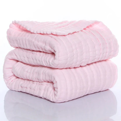 Organic Cotton Swaddle Newborn Baby Blanket in Solid Colors - Pink